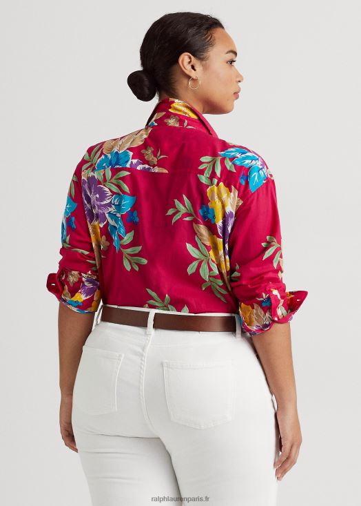 chemise en voile de coton à fleurs 46T60T4527 femmes Ralph Lauren multicolore rose
