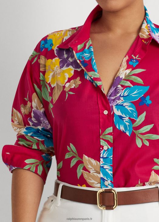 chemise en voile de coton à fleurs 46T60T4527 femmes Ralph Lauren multicolore rose