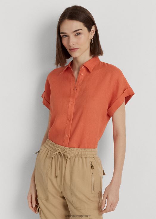 chemise à manches dolman en lin 46T60T3779 femmes Ralph Lauren canyon orange - Cliquez sur l'image pour la fermer