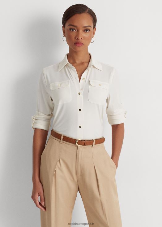 chemise à manches retroussées 46T60T9152 femmes Ralph Lauren crème de mascarpone