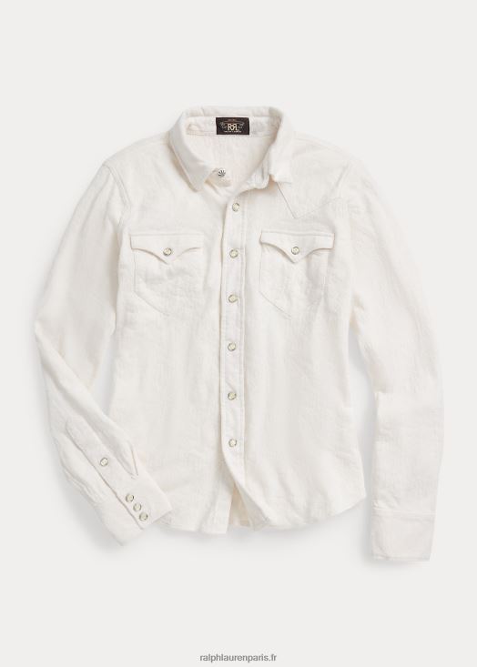 chemise western en maille jacquard 46T60T3613 femmes Ralph Lauren crème tonale