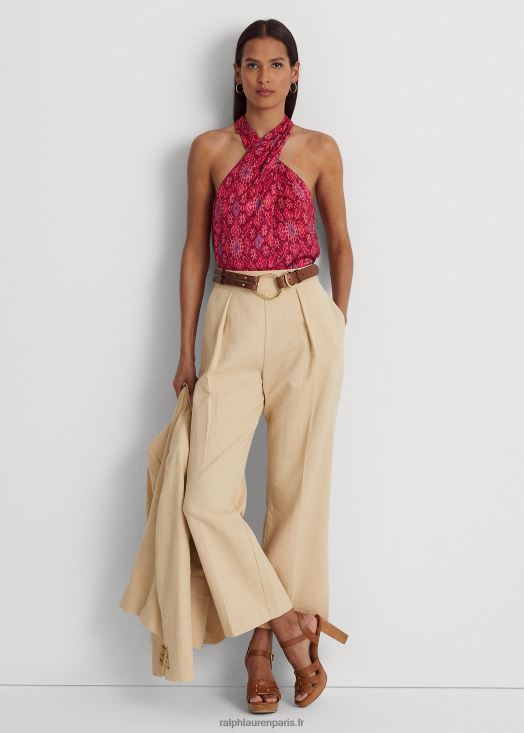 blouse dos nu en shantung à imprimé géométrique 46T60T4301 femmes Ralph Lauren multi fuchsia