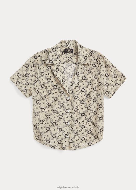 blouse en crêpe de soie à fleurs 46T60T3627 femmes Ralph Lauren écru/noir - Cliquez sur l'image pour la fermer