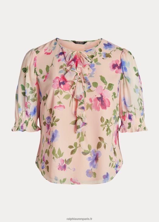 blouse en georgette froissée à fleurs 46T60T4697 femmes Ralph Lauren multicolore rose