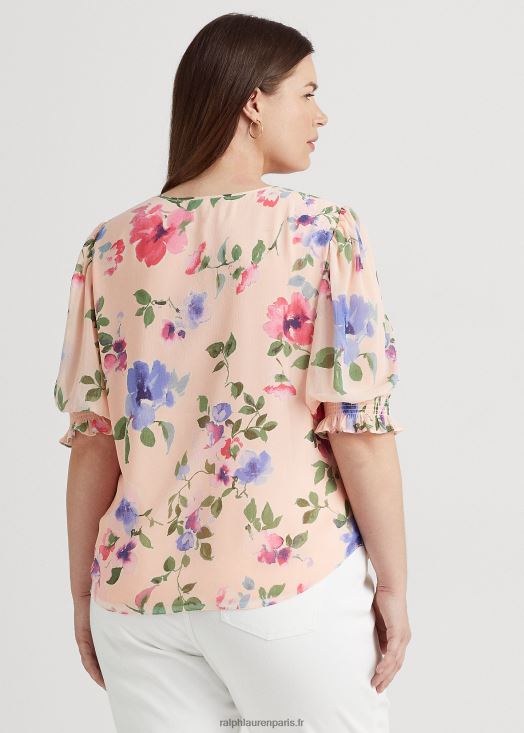 blouse en georgette froissée à fleurs 46T60T4697 femmes Ralph Lauren multicolore rose