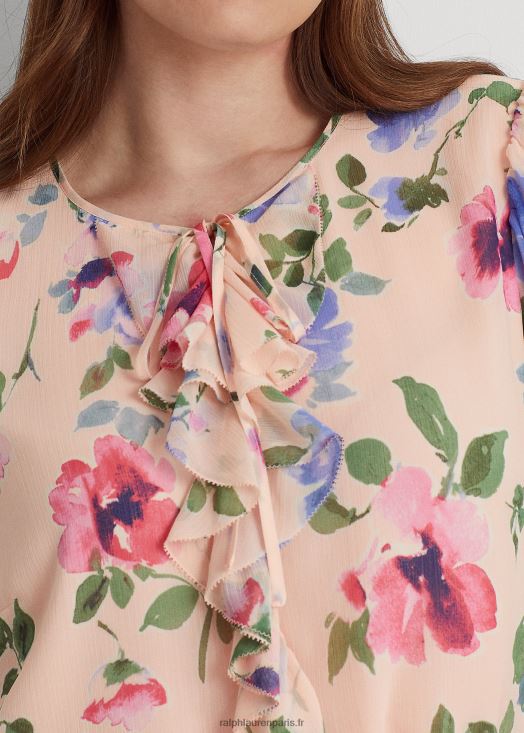 blouse en georgette froissée à fleurs 46T60T4697 femmes Ralph Lauren multicolore rose