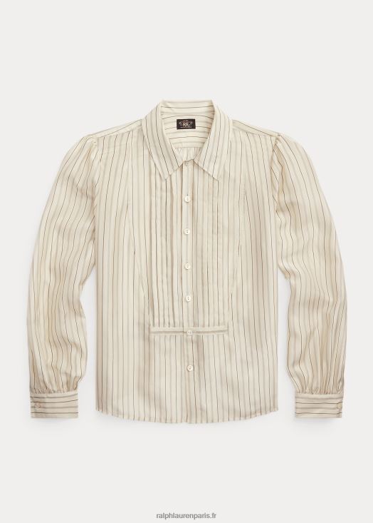 blouse en soie à rayures 46T60T3633 femmes Ralph Lauren crème/noir