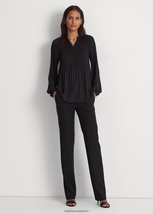 blouse plissée en georgette 46T60T4184 femmes Ralph Lauren noir - Cliquez sur l'image pour la fermer