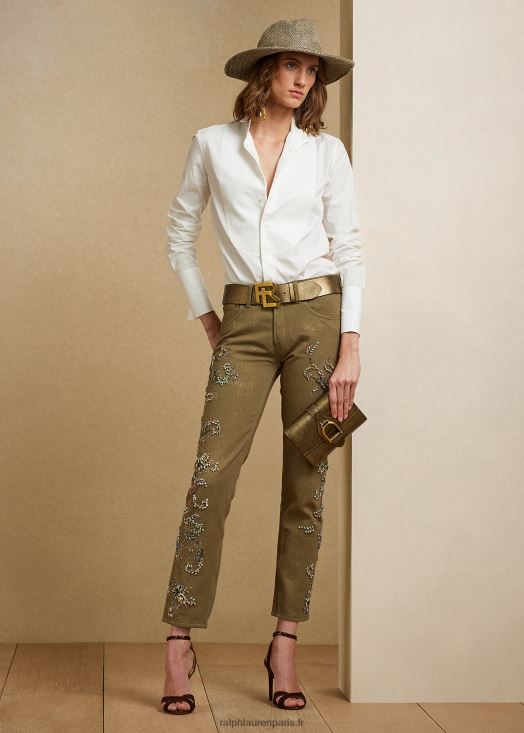 jean droit cheville 750 à ornements 46T60T3594 femmes Ralph Lauren chartres vert lichen