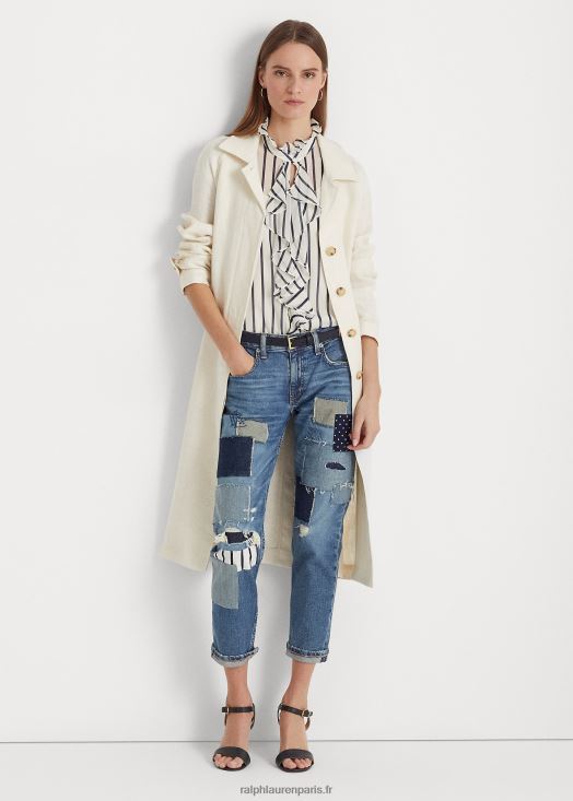 jean fuselé décontracté patchwork à la cheville 46T60T4433 femmes Ralph Lauren lavage saphir teinté