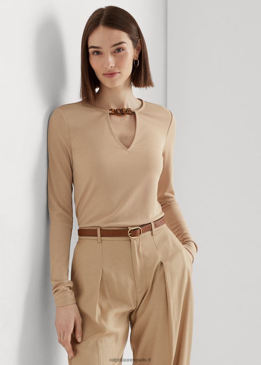 haut en jersey stretch bordé de chaînes 46T60T4304 femmes Ralph Lauren bronzage bouleau