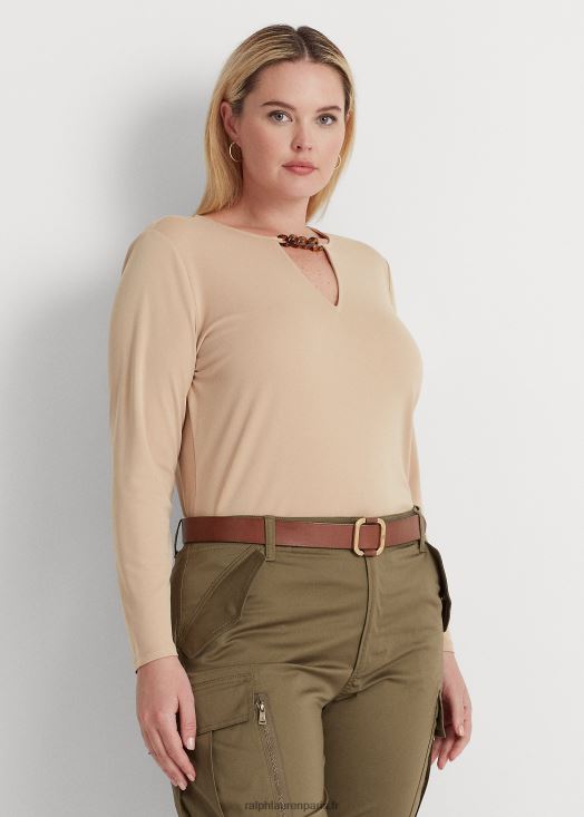 haut en jersey stretch bordé de chaînes 46T60T4510 femmes Ralph Lauren bronzage bouleau