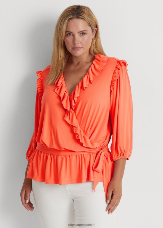 top à basque en jersey ceinturé 46T60T4786 femmes Ralph Lauren corail bâbord - Cliquez sur l'image pour la fermer