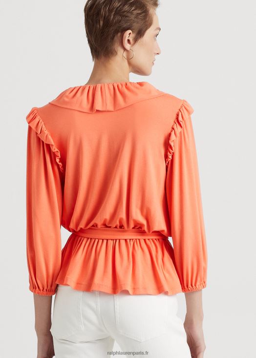 top à basque en jersey ceinturé 46T60T4859 femmes Ralph Lauren corail bâbord