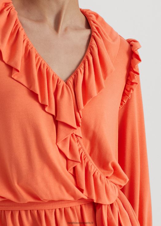 top à basque en jersey ceinturé 46T60T4859 femmes Ralph Lauren corail bâbord