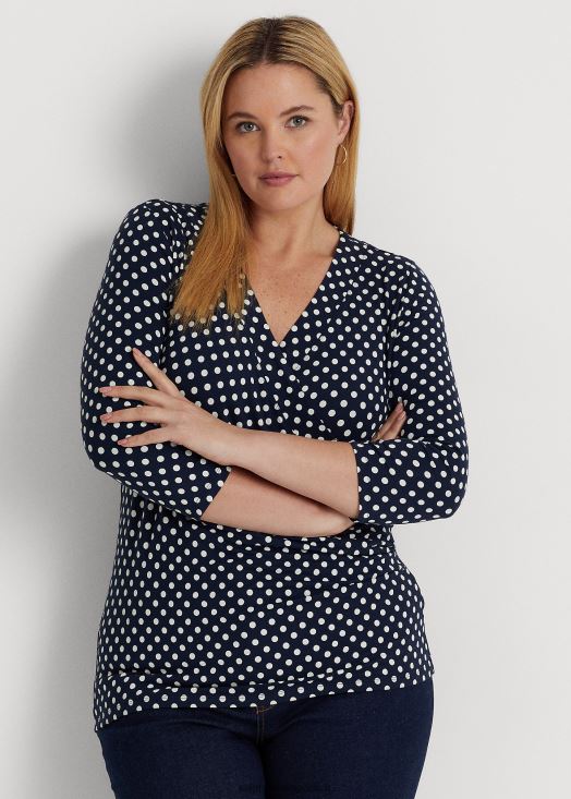 top en jersey à pois 46T60T4594 femmes Ralph Lauren marine/crème