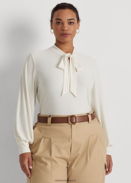 top en jersey stretch à col noué 46T60T4673 femmes Ralph Lauren crème de mascarpone
