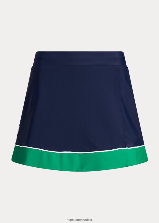 Jupe-short en tricot effet portefeuille 15" 46T60T9396 femmes Ralph Lauren raffiné marine/vert/blanc