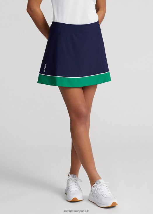 Jupe-short en tricot effet portefeuille 15" 46T60T9396 femmes Ralph Lauren raffiné marine/vert/blanc