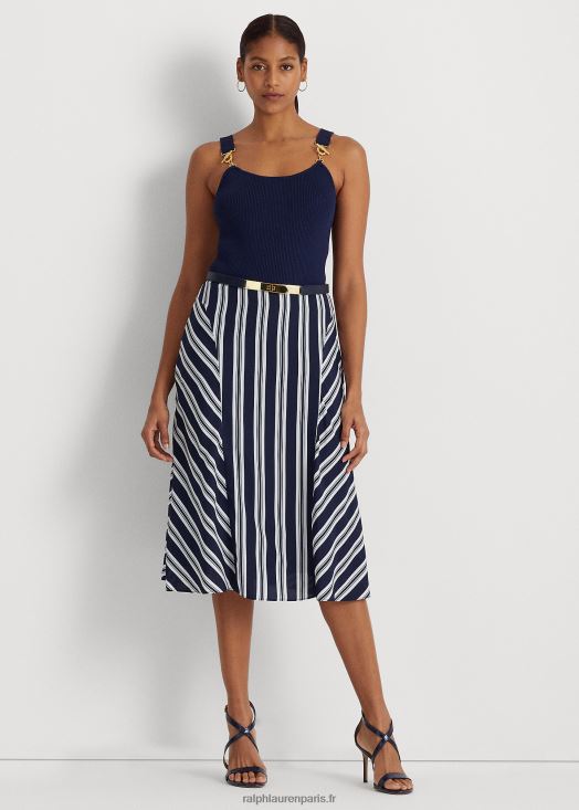 jupe en crêpe à rayures 46T60T4868 femmes Ralph Lauren marine/blanc - Cliquez sur l'image pour la fermer