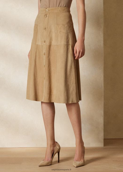 jupe en daim d'agneau aryiana 46T60T3554 femmes Ralph Lauren miel pâle