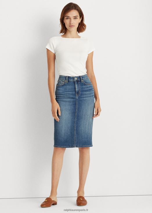jupe en jean 46T60T4011 femmes Ralph Lauren délavage indigo coucher de soleil