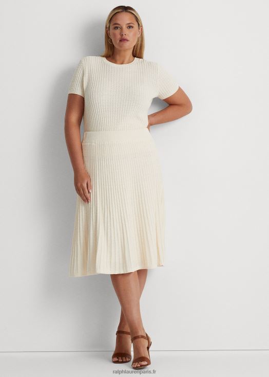 jupe en maille de lin et coton 46T60T4608 femmes Ralph Lauren crème de mascarpone - Cliquez sur l'image pour la fermer