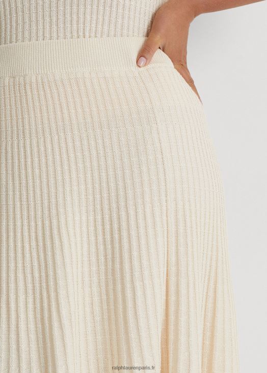 jupe en maille de lin et coton 46T60T4608 femmes Ralph Lauren crème de mascarpone