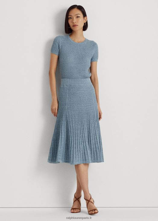 jupe en maille de lin et coton 46T60T4844 femmes Ralph Lauren océan indigo multi