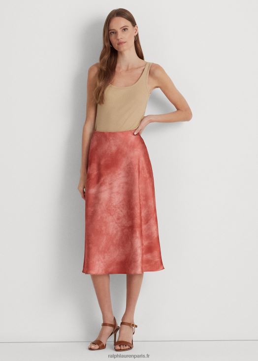 jupe en satin à imprimé tie-dye 46T60T3812 femmes Ralph Lauren pierre de soleil rouge multi - Cliquez sur l'image pour la fermer