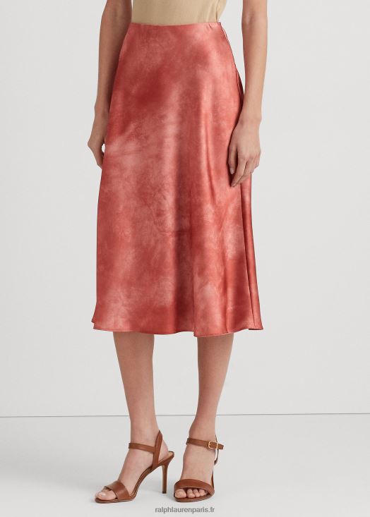 jupe en satin à imprimé tie-dye 46T60T4307 femmes Ralph Lauren pierre de soleil rouge multi