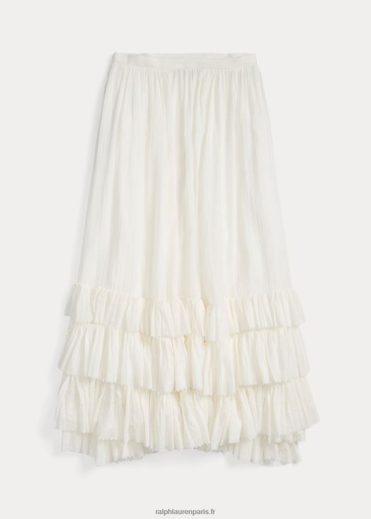jupe en voile de coton à volants 46T60T3624 femmes Ralph Lauren crème