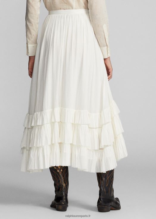 jupe en voile de coton à volants 46T60T3624 femmes Ralph Lauren crème