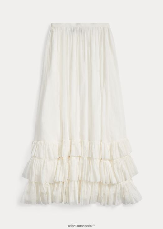 jupe en voile de coton à volants 46T60T3624 femmes Ralph Lauren crème