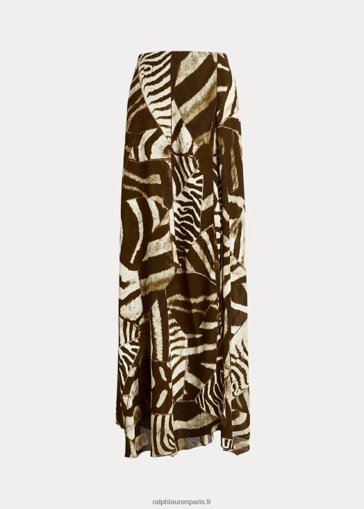 jupe en voile de lin à imprimé zèbre liliosa 46T60T9280 femmes Ralph Lauren brun/crème multi