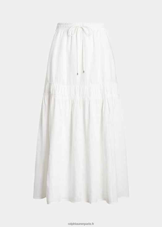 jupe longue en lin à volants 46T60T4324 femmes Ralph Lauren blanc