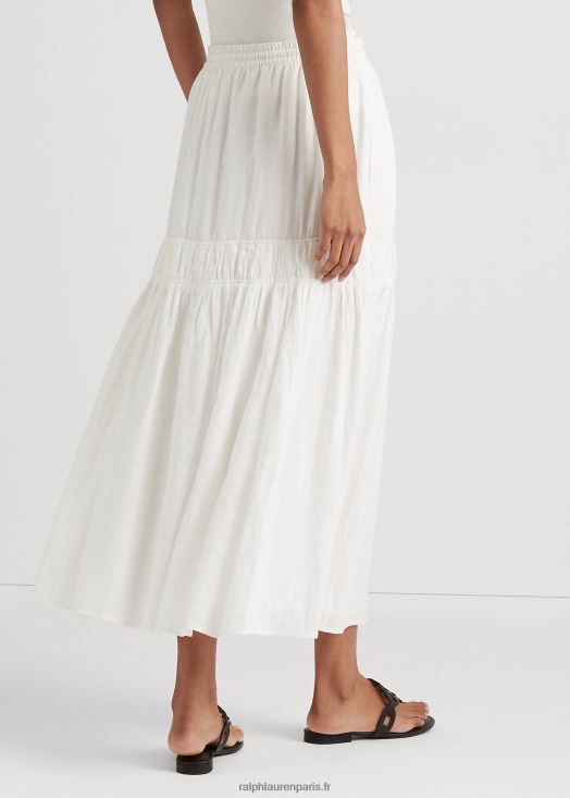 jupe longue en lin à volants 46T60T4324 femmes Ralph Lauren blanc