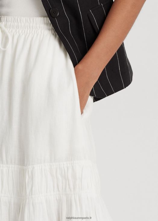 jupe longue en lin à volants 46T60T4324 femmes Ralph Lauren blanc