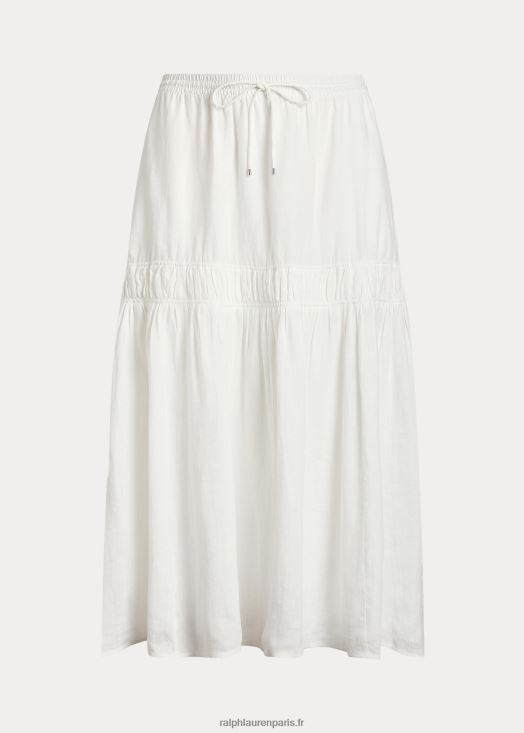 jupe longue en lin à volants 46T60T4556 femmes Ralph Lauren blanc