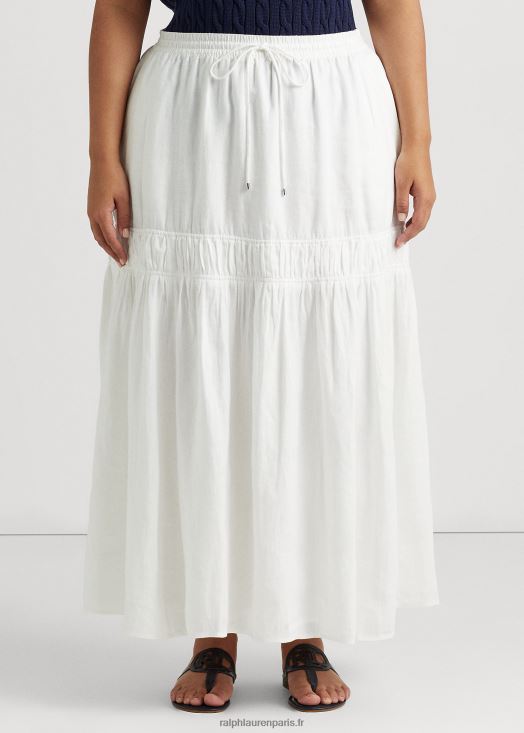 jupe longue en lin à volants 46T60T4556 femmes Ralph Lauren blanc