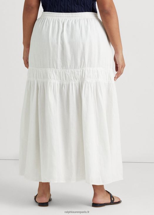 jupe longue en lin à volants 46T60T4556 femmes Ralph Lauren blanc