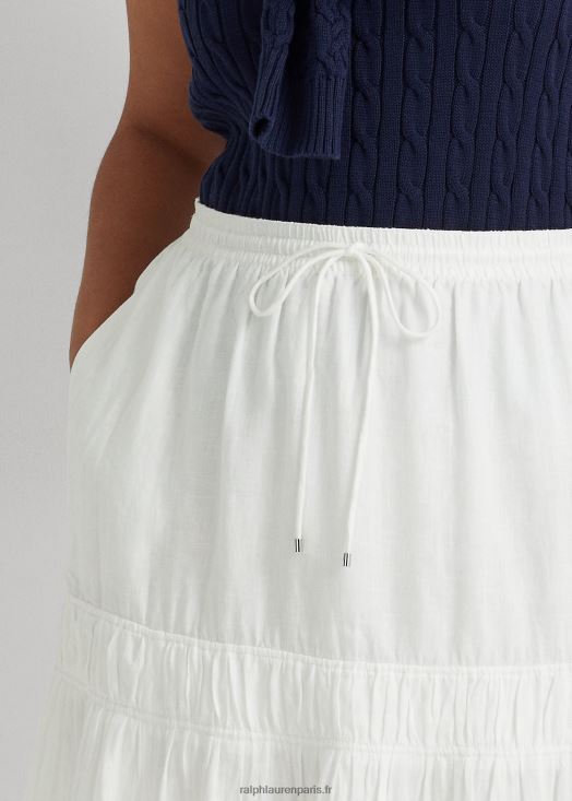 jupe longue en lin à volants 46T60T4556 femmes Ralph Lauren blanc