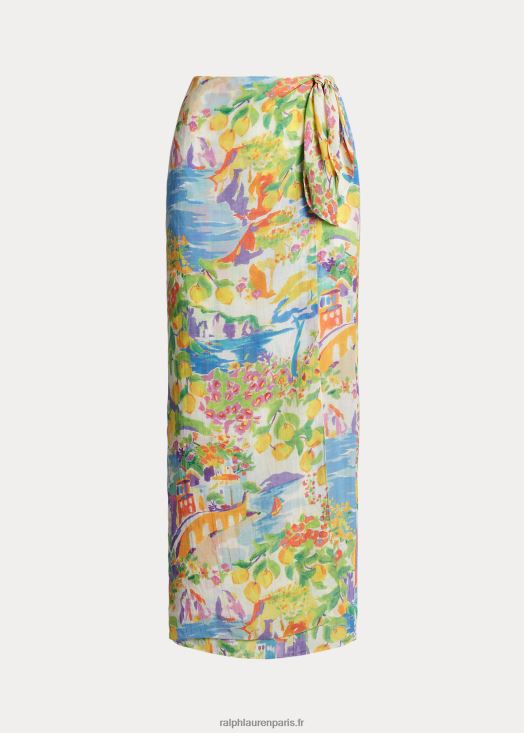 jupe longue en voile de lin imprimé danyelle 46T60T9317 femmes Ralph Lauren multi jaune/bleu