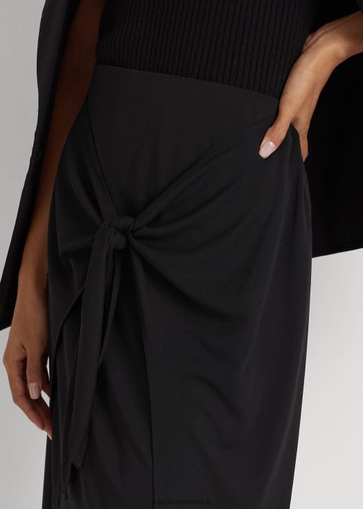 jupe mi-longue nouée sur le devant en jersey stretch 46T60T3851 femmes Ralph Lauren noir