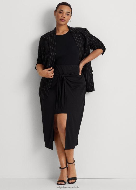 jupe mi-longue nouée sur le devant en jersey stretch 46T60T4567 femmes Ralph Lauren noir