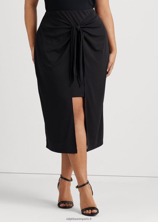 jupe mi-longue nouée sur le devant en jersey stretch 46T60T4567 femmes Ralph Lauren noir