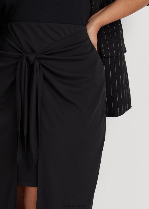 jupe mi-longue nouée sur le devant en jersey stretch 46T60T4567 femmes Ralph Lauren noir