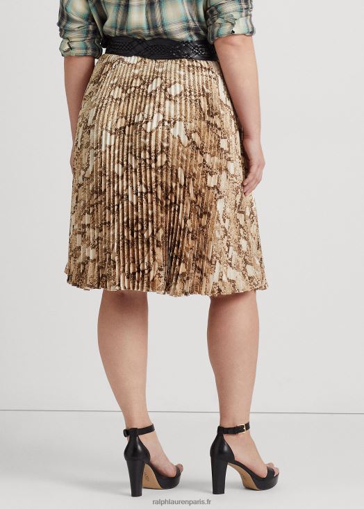 jupe plissée en charmeuse à imprimé peau de serpent 46T60T4775 femmes Ralph Lauren crème multi