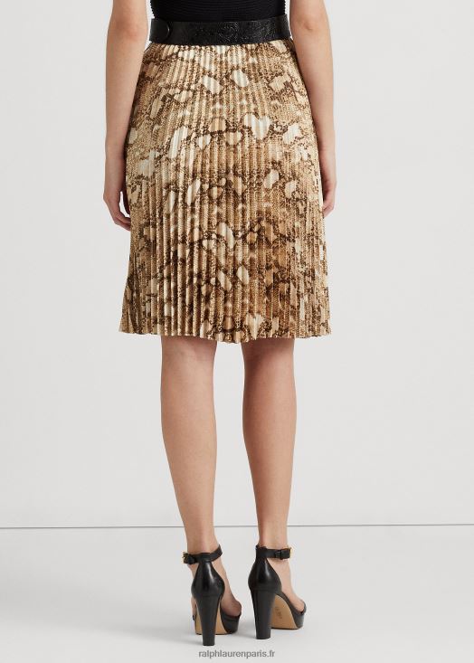 jupe plissée en charmeuse à imprimé peau de serpent 46T60T9530 femmes Ralph Lauren crème multi