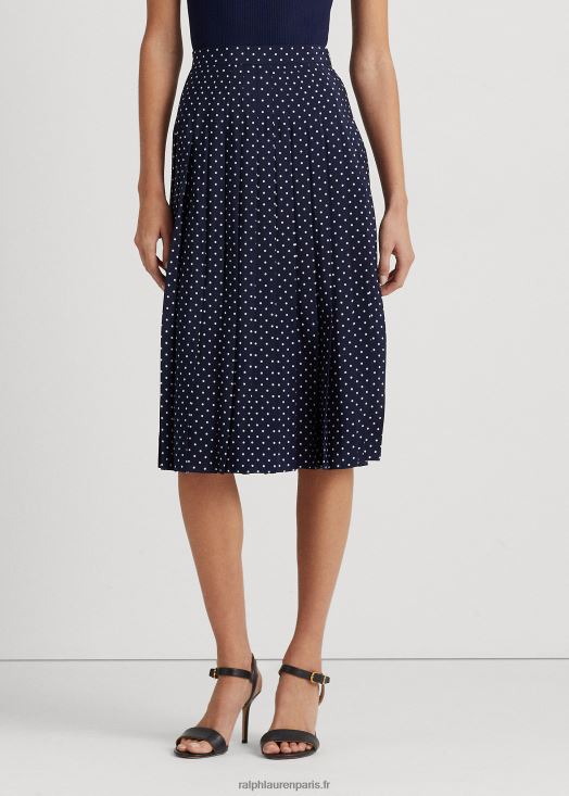 jupe plissée en crêpe à pois 46T60T4024 femmes Ralph Lauren marine/crème